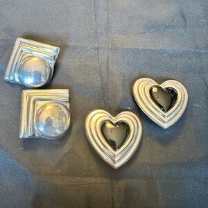 VINTAGE 90s Heavy Sterling Silver Statement Earring Set - 50g Total